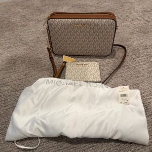 Michael Kors large Vanilla Crossbody bag small wallet